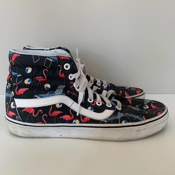 Vans Off The Wall SK8-Hi Reissue Pool Vibes sneakers black with flamingos unisex - Picture 2 of 13